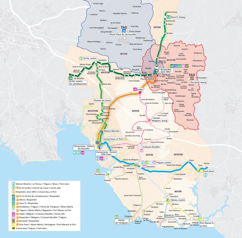 Les lignes de transport à la demande Plan TAD Hiver 2024-2025